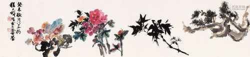 程十发（1921～2007） 2003年作 花卉 镜片 设色纸本