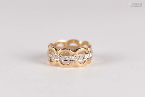 14 kt white and yellow gold eternity ring set with