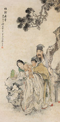 沈心海（1855～1941后） 惟酒无量 立轴 设色纸本