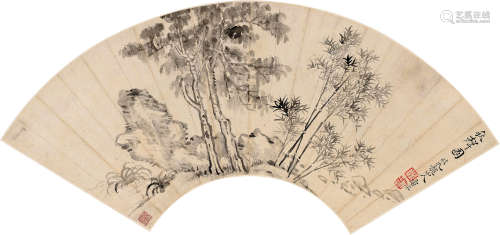 恽寿平（1633～1690） 秋声图 扇片 水墨纸本