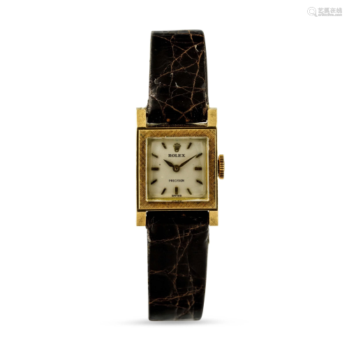 ROLEX -Precision Lady quadrato anni '40 d'oro 18k, con