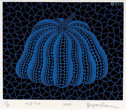 草间弥生（b.1925） 2004年作 蓝色南瓜 镜框 丝网版画