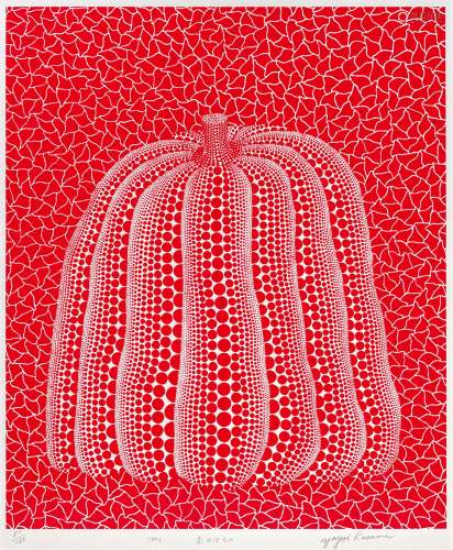 草间弥生（b.1925） 1992年作 红南瓜 镜框 丝网版画
