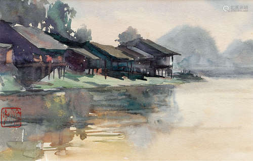 涂克（b.1916） 漓江风景 纸本水彩