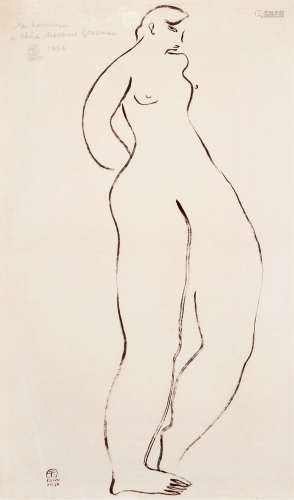 常玉（b.1900） 立姿裸女 素描版画 5/68