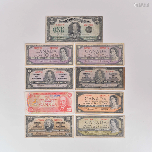 Canada, lot of banknotes from 1923 to 1975 - 1923-1975