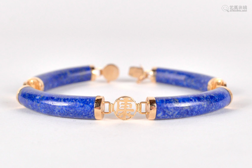 Lapis lazuli and 14 kt gold bracelet