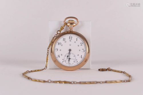 Eaton - Gold plated pocket watch with a chain