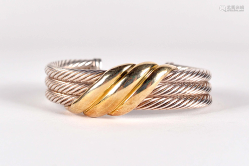 Yurman, David - 14 kt gold and sterling silver bracelet