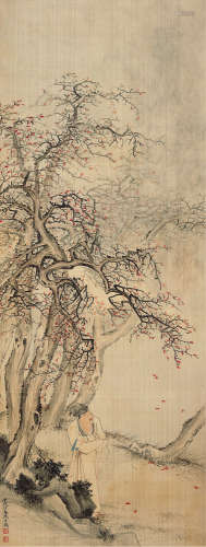 陈少梅（1909～1954） 1934年作 秋林高士 立轴 设色绢本