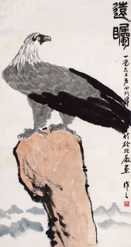 吴作人（1908～1997） 1965年作 远瞩 立轴 设色纸本
