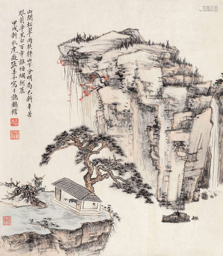 张善孖（1882～1940） 1934年作 山间松翠 立轴 设色纸本