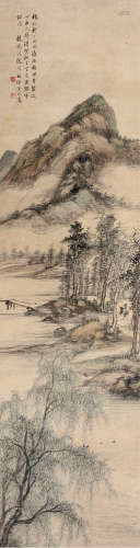 金城（1878～1926） 溪山行旅 立轴 设色纸本