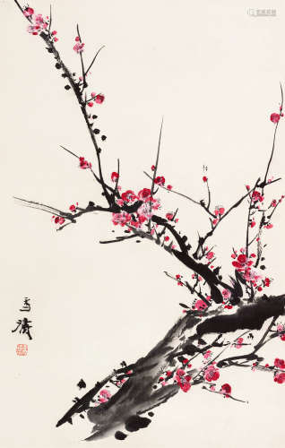 王雪涛（1903～1982） 红梅 镜片 设色纸本