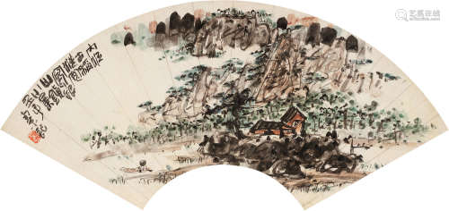 陈子庄（1913～1976） 1972年作 山里人家 镜片 设色纸本