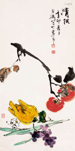 王雪涛（1903～1982） 1951年作 清供 立轴 设色纸本