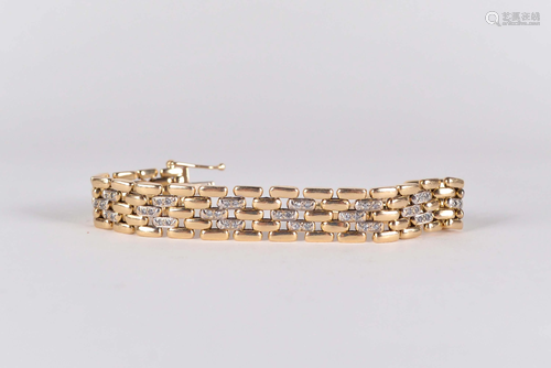 14 kt yellow gold bracelet set with 21 diamonds