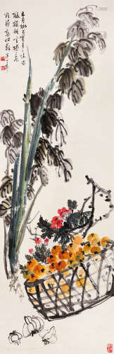 陈半丁（1877～1970） 枇杷果实 立轴 设色纸本