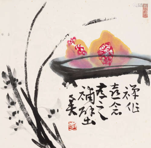 李苦禅（1899～1983） 案头清品 镜片 设色纸本