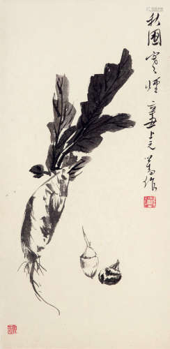 溥儒（1896～1963） 1961年作 秋圃寒烟 镜框 水墨纸本