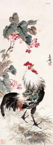 王雪涛（1903～1982） 雄鸡图 镜片 设色纸本