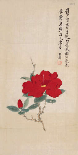 谢稚柳（1910～1997） 山茶花 镜片 设色绢本