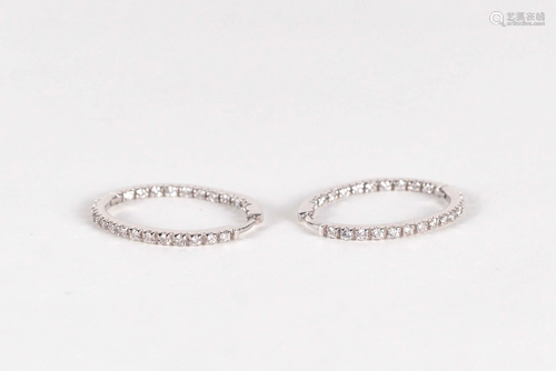 18 kt white gold earings set with diamonds, replacement