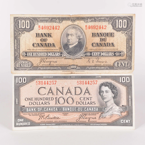 Canada, $ 100 banknotes - 1937, 1954