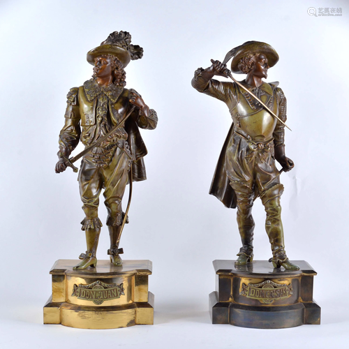 Pair of antique metal sculptures - c.1930