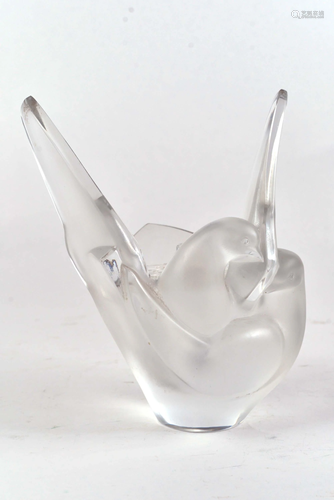 Lalique - Crystal vase, two doves