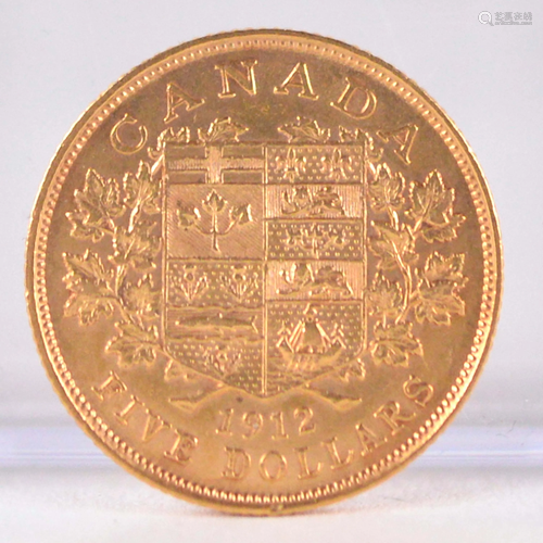 Canada $ 5 .900 gold 1912