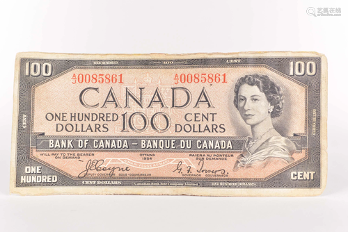 Canada, $ 100 banknote, devils face - 1954