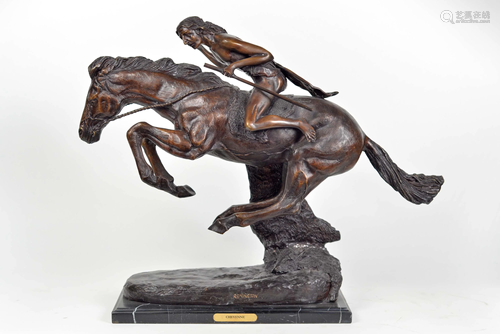 Remington, Frederic - Bronze sculpture, indian on horse