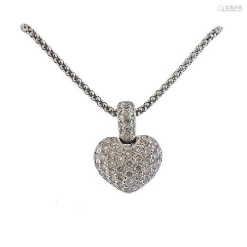 White Gold Diamond Heart Pendant Necklace