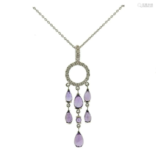 Mimi Milano 18K Gold Amethyst Diamond Drop Necklace