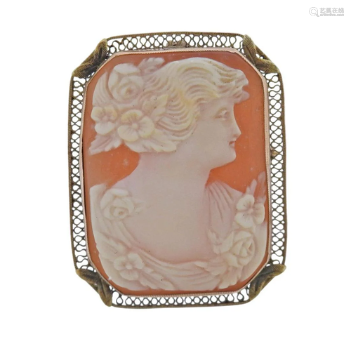 10k Gold Antique Cameo Brooch