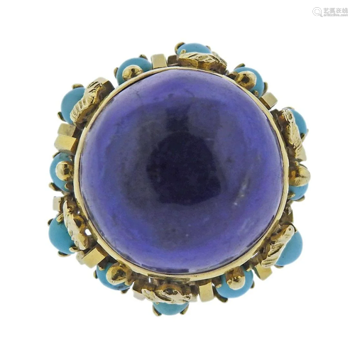 Vintage 14k Gold Lapis Turquoise Ring