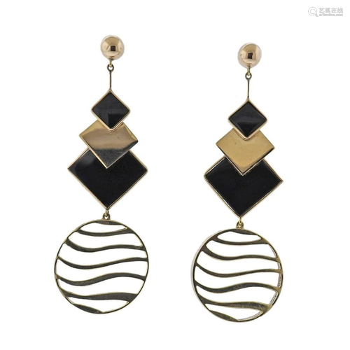 Vintage 14k Gold Onyx Drop Earrings