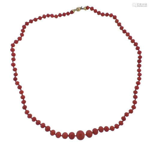 GIA Natural Coral 18k Gold Necklace