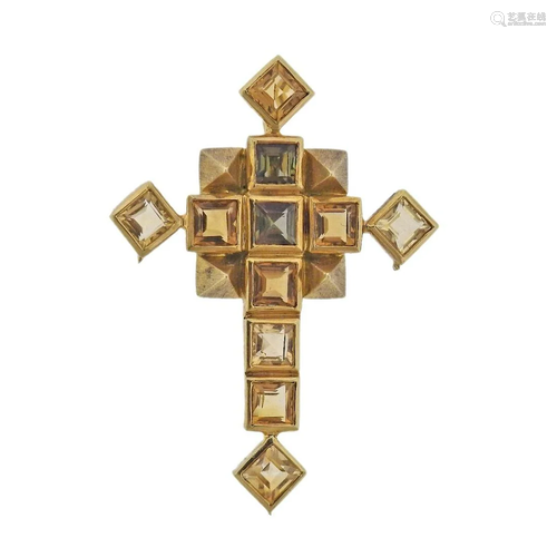 Antonio Bernardo 18k Gold Citrine Cross Pendant