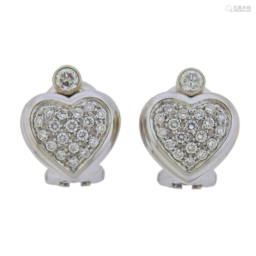 Damiani 18k Gold Diamond Heart Earrings