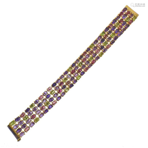 Helmuth 18k Gold Amethyst Peridot Tourmaline Bracelet