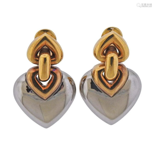 Bvlgari Bulgari Doppio Cuore Gold Steel Earrings