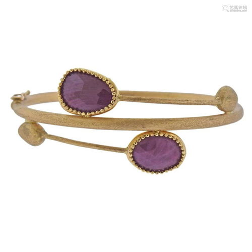 18k Gold Ruby Bypass Bracelet