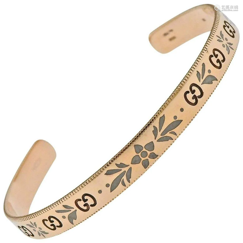 Gucci Icon Blossom Rose Gold Enamel Cuff Bracelet