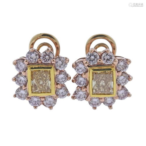 EGL 2.00ctw Brownish Yellow Diamond Earrings