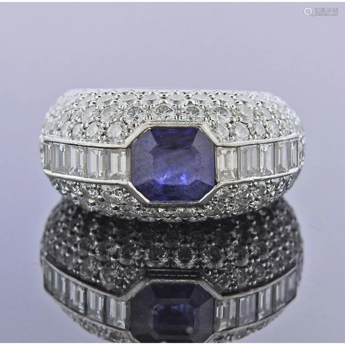 18k Gold Diamond Sapphire Ring