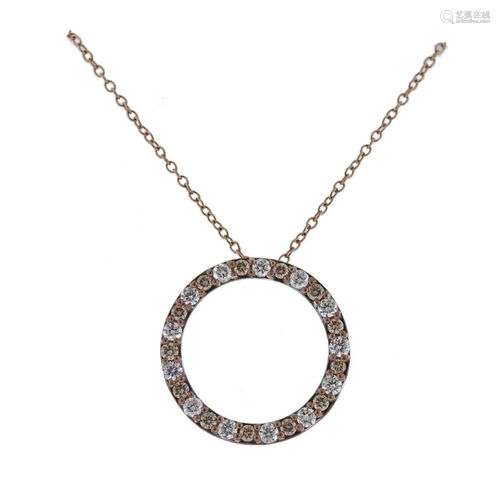 Kallati Rose Gold Diamond Circle Pendant Necklace