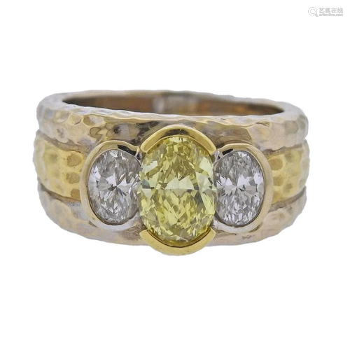 EGL 1.15ct Intense Yellow Diamond 18k Gold Ring