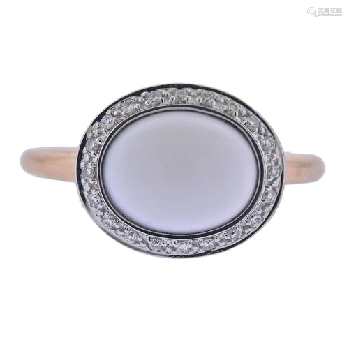 Mimi Milano 18k Gold Diamond White Agate Ring